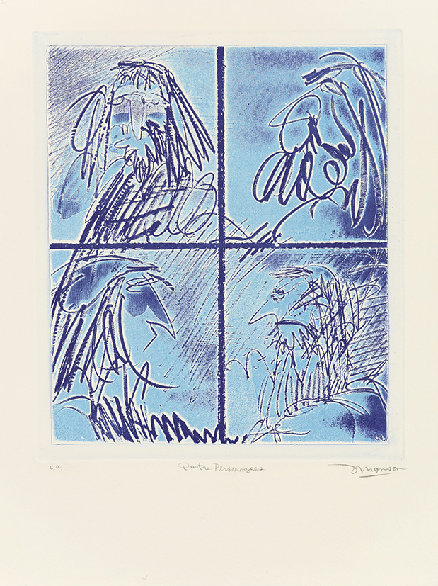 Gravure de Jim Monson : Quatre Personages / Four Figures